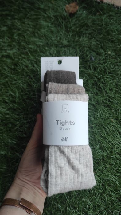 H&M nowe Rajstopy beżowe dla niemowlaka bawełna 62/68