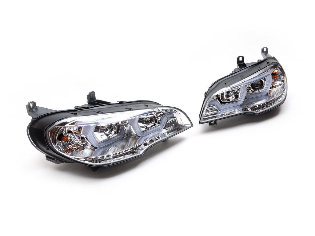 BMW X5 E70 Передні фари з LED підсвіткою Silver Knight (2 шт, світлі)