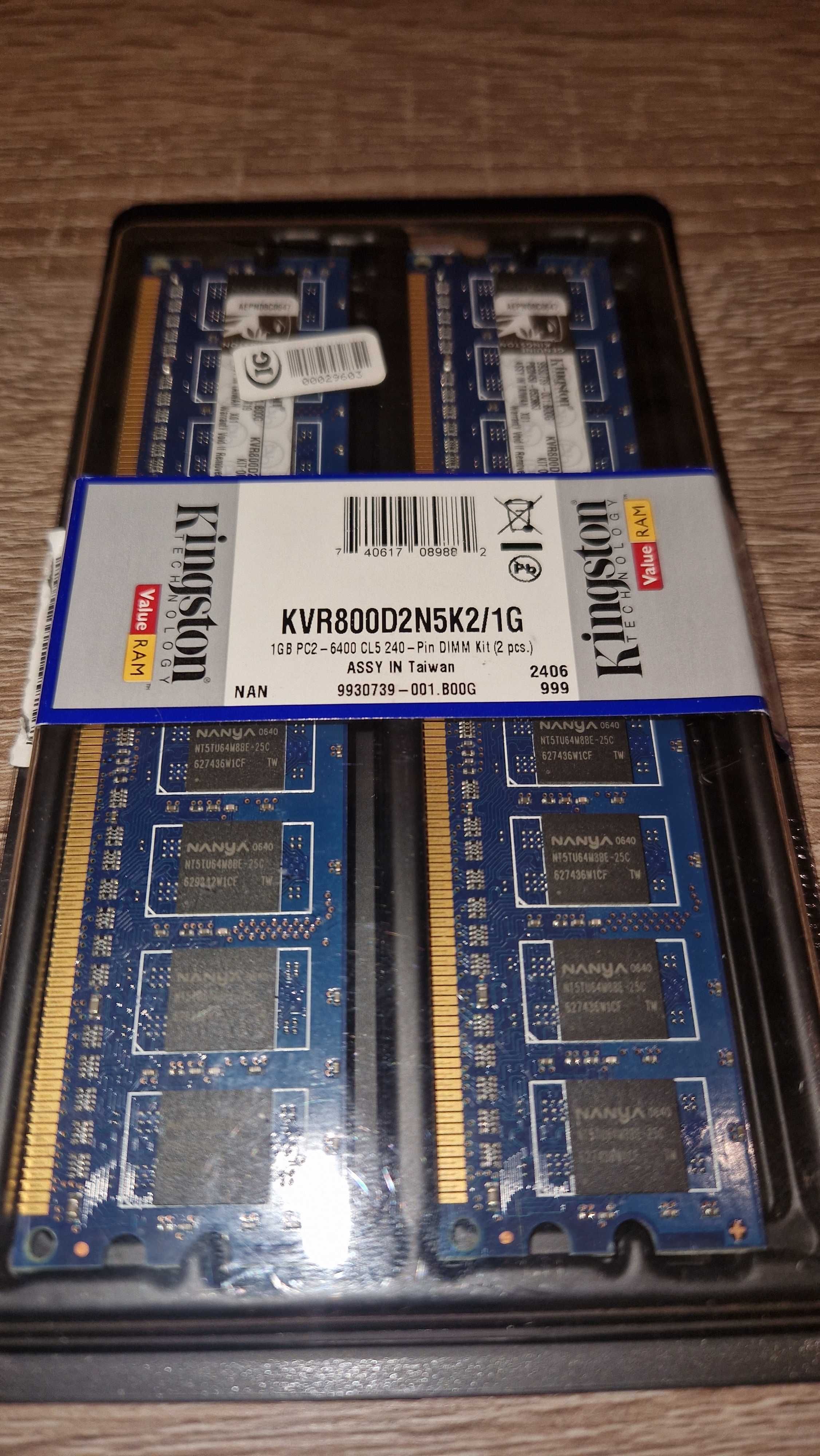 Pamięć Ram Kingston Kvr800d2n5k2/2g 1gb 800mhz