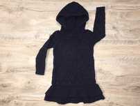 Gap Sweter 110 tunika pleciony kaptur sukienka falbanka