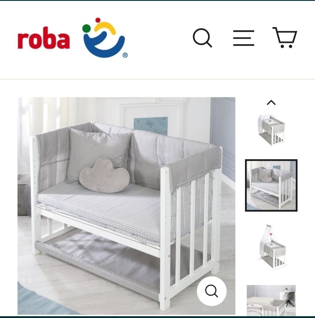 Roba. Łóżeczko dziecięce. . Dostawką. Ławeczka. 4 w 1. Drewno.