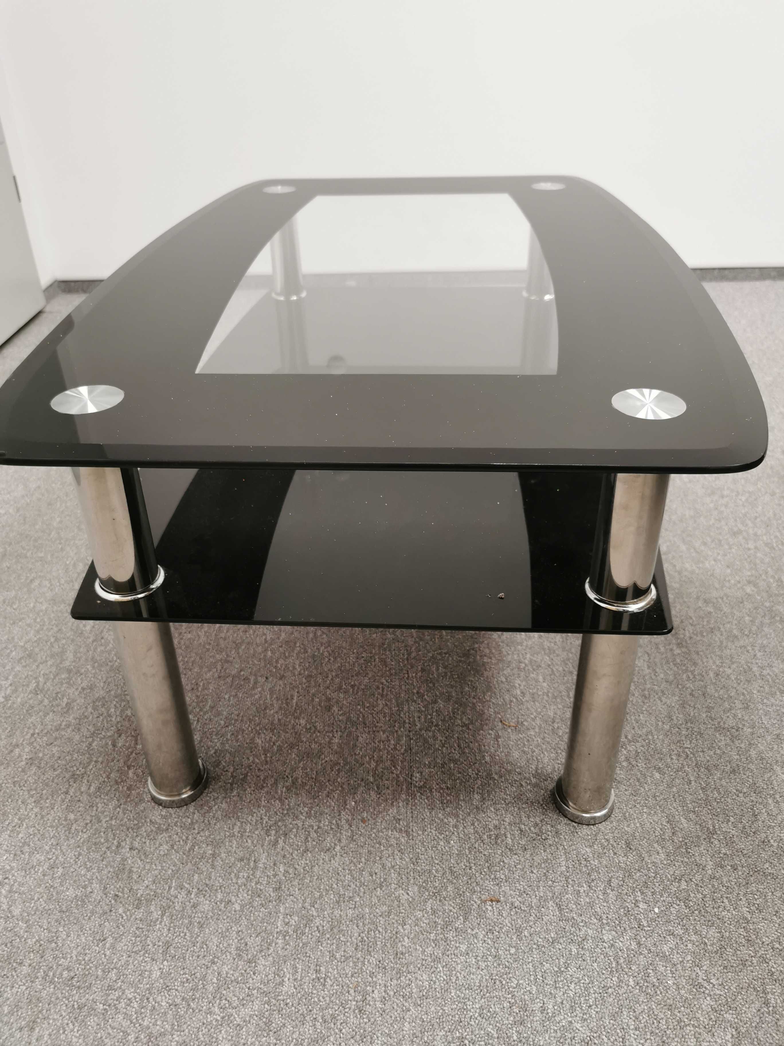 Szklany ciemny stolik/ ława