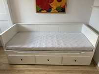 IKEA HEMNES Łóżko rozkładane z 3 szufladami BIAŁE stan bardzo dobry