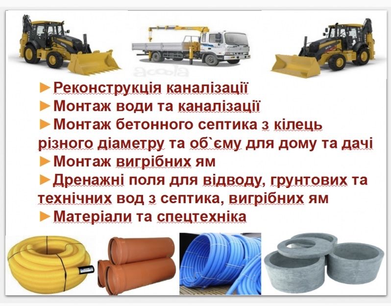 Каналізація, вигрібна яма, септик Глеваха