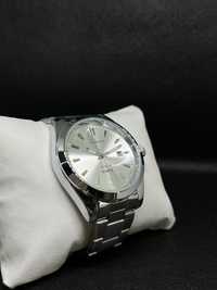Srebrny okrągły zegarek męski vintage classic casual