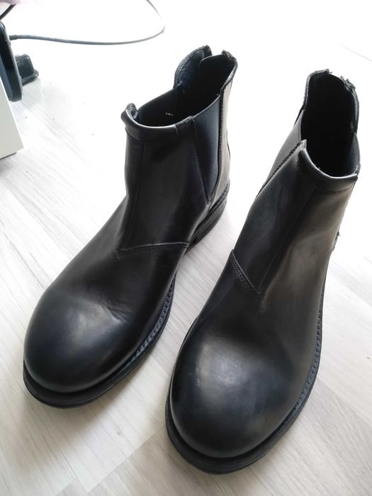 Buty męskie skórzane wysokie czarne na zamek replay