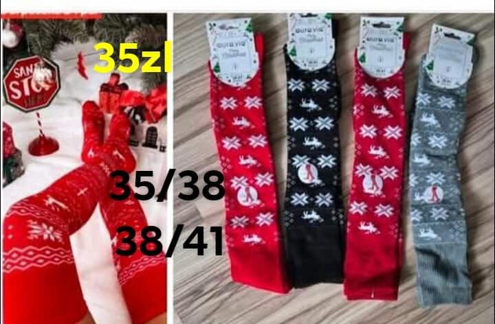 Skarpety swiąteczne. Zakolanówki