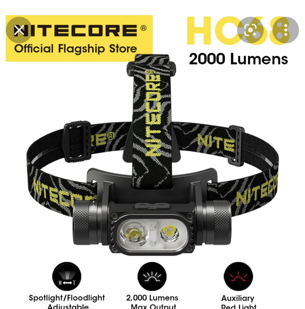 Nitecore HC68 (Luminus LED + RED LED, 2000