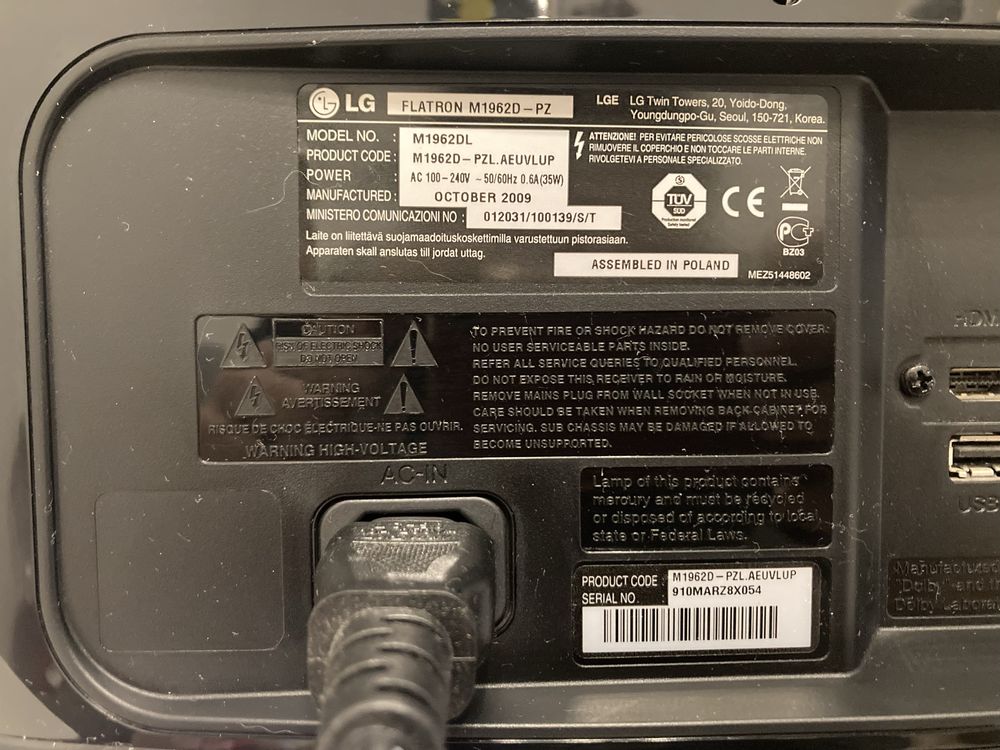 LG FLATRON 19 M1962DL Monitor z funkcją TV