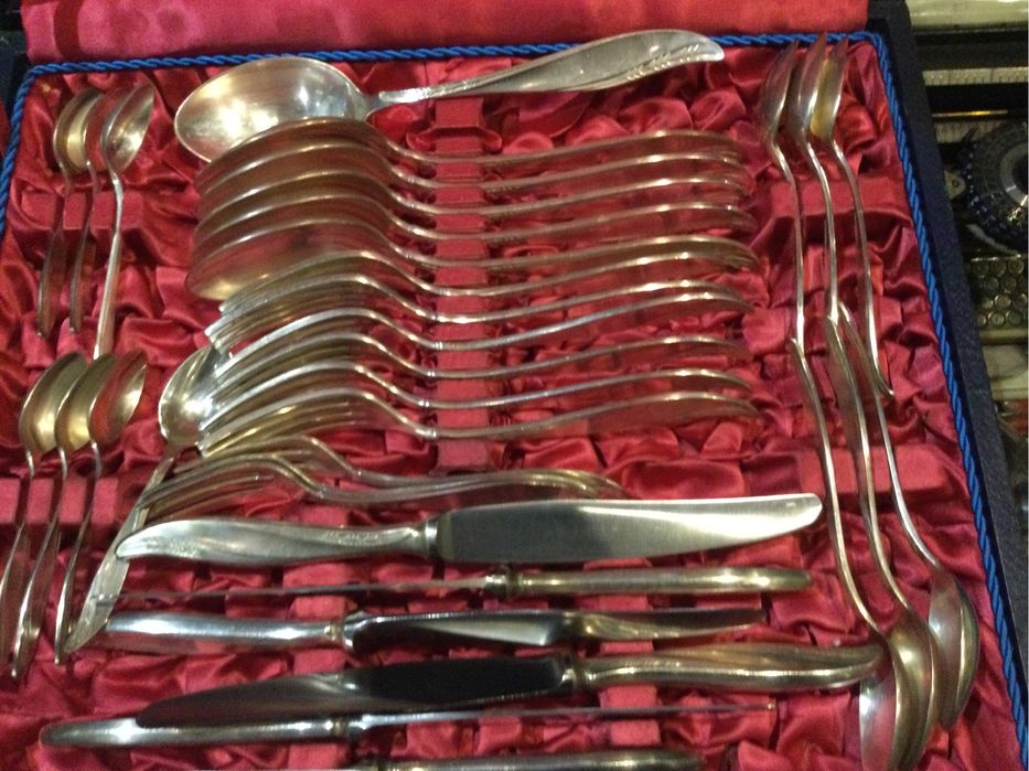 Sztućce,Hefra,plater,posrebrzane komplet,35 szt.wzór amerykański,okazy