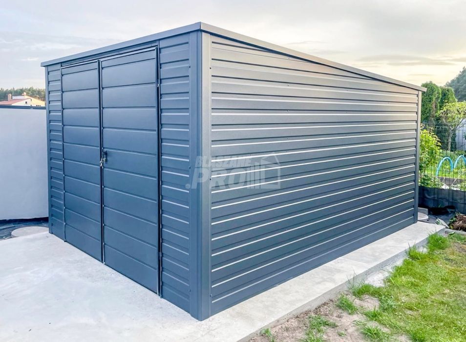 Schowek Domek Ogrodowy 3x3,5m - Brama Dwuskrzydłowa  Antracyt  GP483