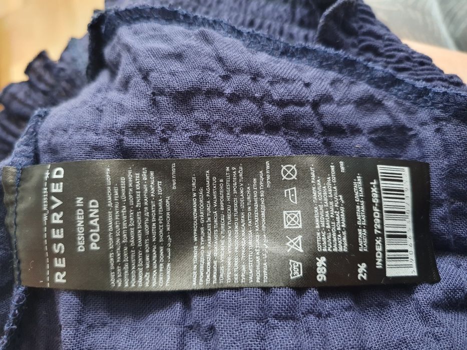 Spodenki szorty muślin L 40  NOWE granatowe Reserved