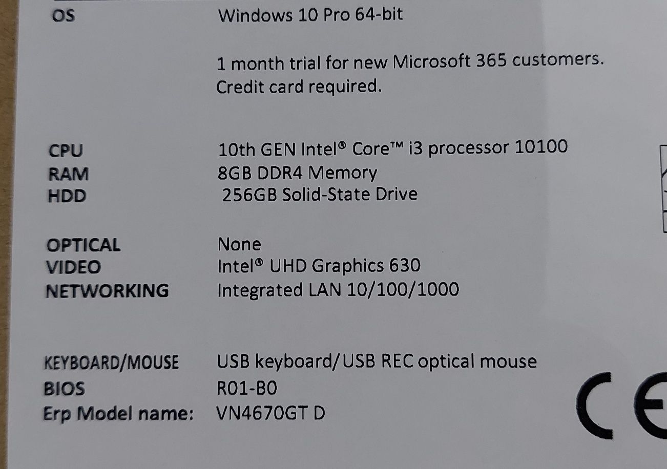 Неттоп Acer N4670GT з  windows 10, intel i3