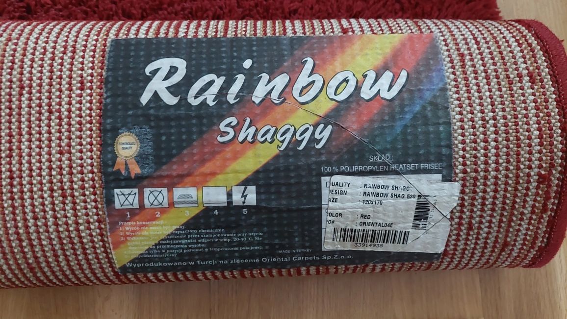 Dywan Shaggy Szagi z włosiem czerwony bordowy 170x120 cm