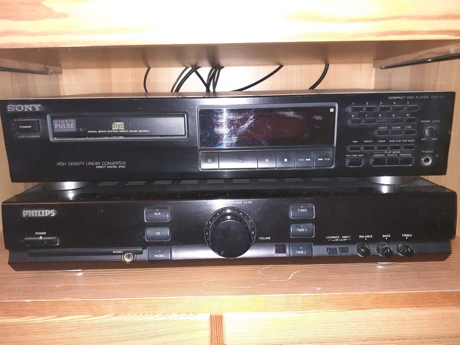 Wzmacniacz Philips FA741 Amplifier +Odtwarzacz Sony CDP-311 CD Player