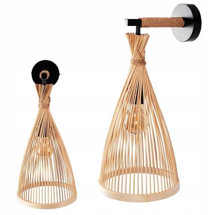 KINKIET LAMPA ŚCIENNA BOHO rustykalna drewno bambusowe brąz APP1340