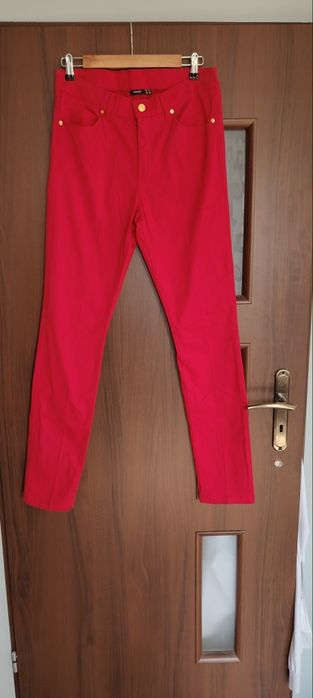 42 XL czerwone spodnie damskie materiałowe skinny