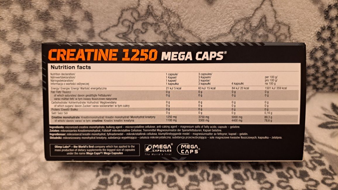 Nowe Opakowanie Creatine Mega Caps 120 Capsules firmy Olimp