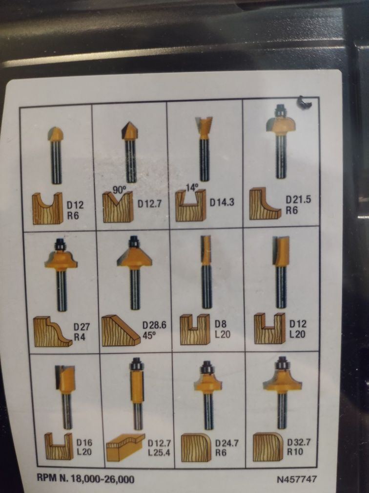 DeWALT DT90016 набiр фрез 8 мм 12 шт. у кейсi