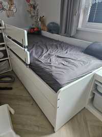 IKEA SLÄKT Rama łóżka z łóżkiem dolnym/pojem, biały łóżko z materacem