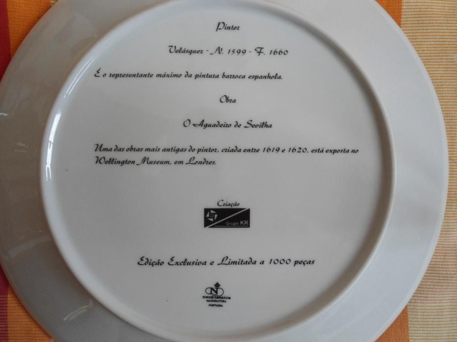 Prato em Porcelana com reprodução de pintura de Velásquez