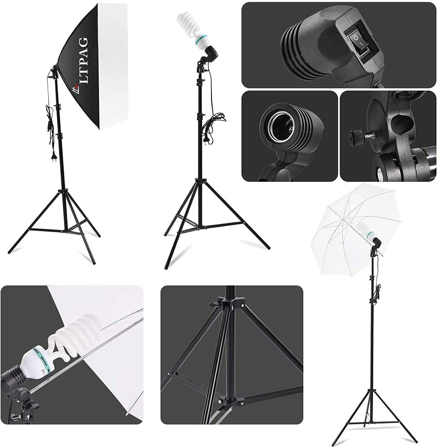 Kit iluminação estúdio foto e vídeo fundos luzes estrutura e softboxes