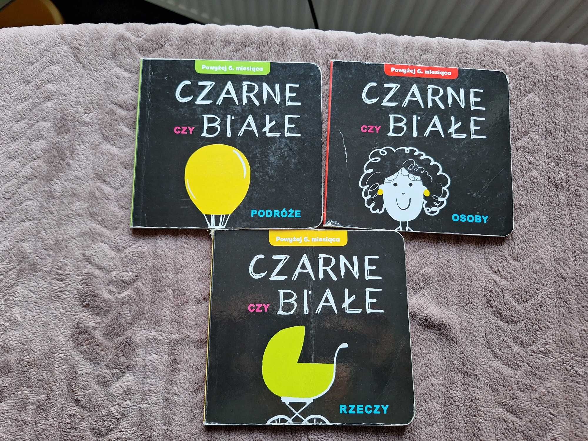 3 książeczki biało czarne Podróże Osoby Rzeczy