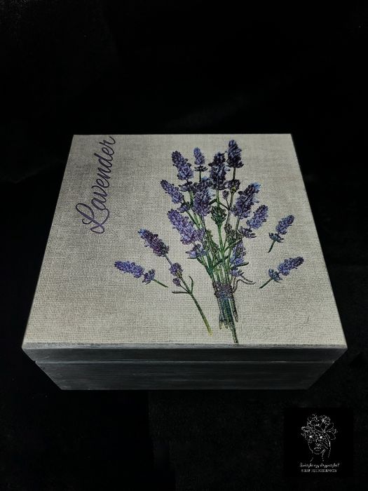 Szkatułka skrzynka rękodzieło handmade decoupage lawenda