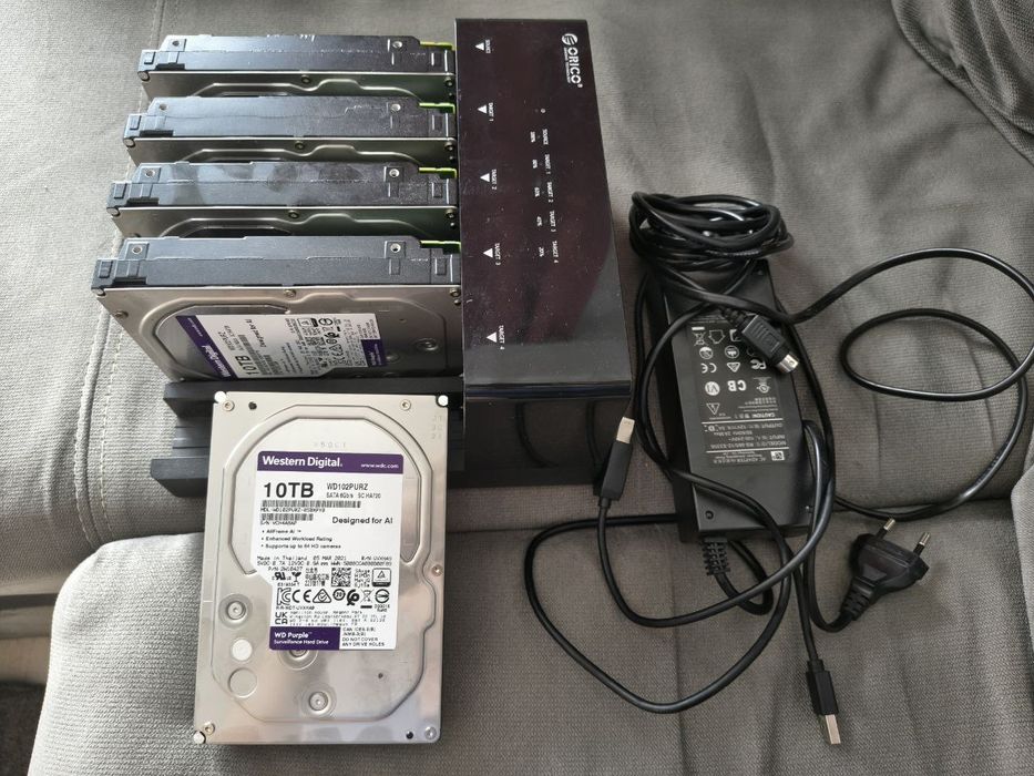 10.0 TB 5 жёсткий диск wd purple & ORICO 5-Bay 6558US3-C док станция