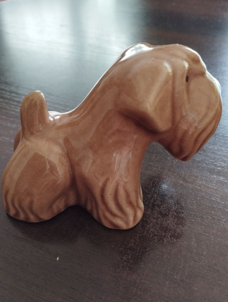 Figurka psa ceramika szkliwiona