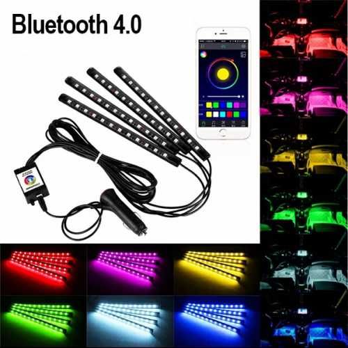 Светодиодная подсветка салона авто bluetooth rgb 4х12 APP