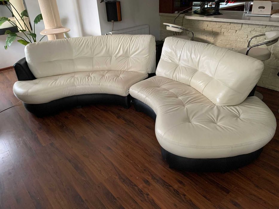 sofa bretania beżowa skóra lewostronna