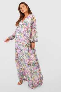 Sukienka Ciążowa Rozkloszowana Boho W Kwiaty Maxi Casual Boohoo 3Xl