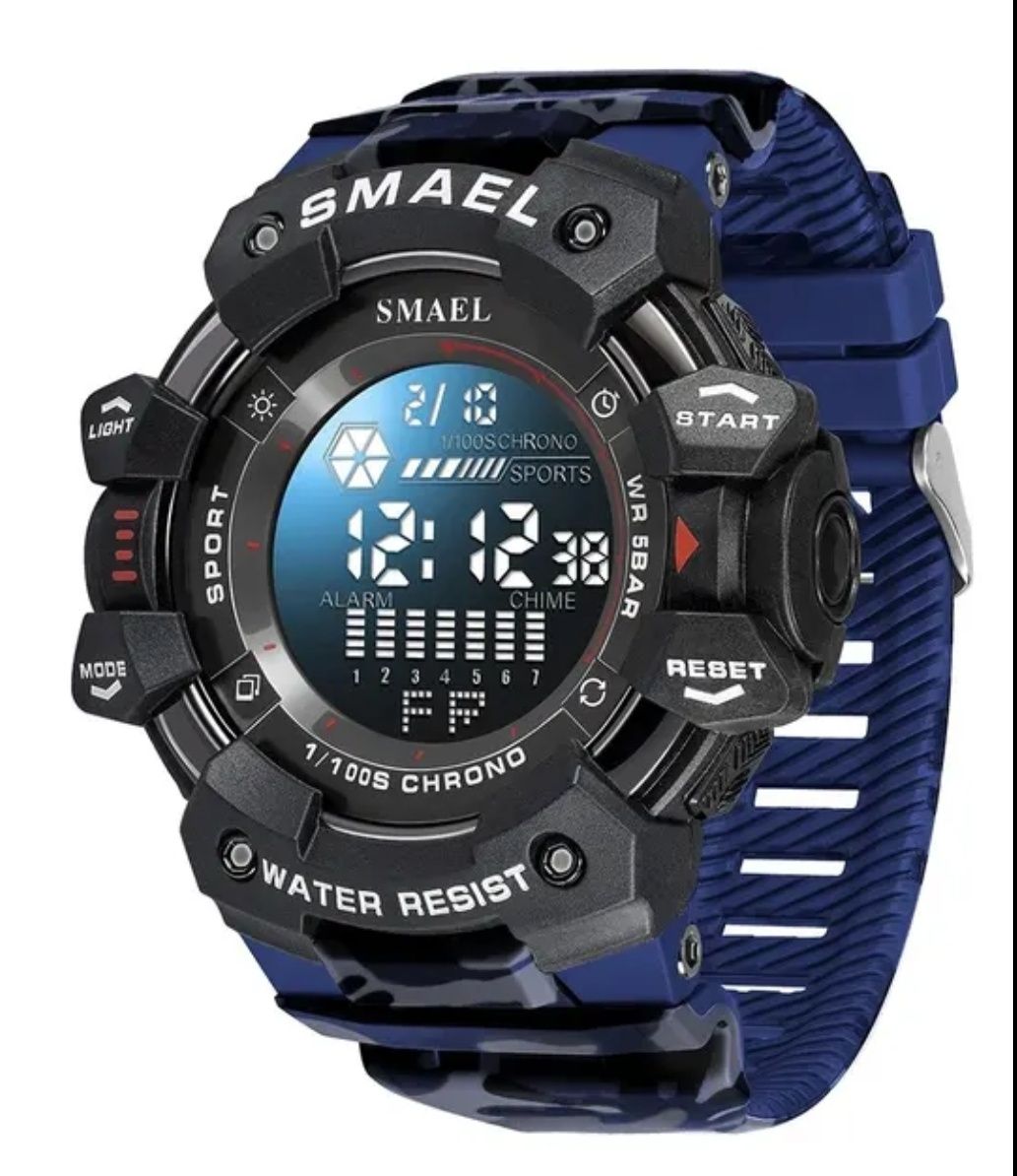 Nowy męski zegarek sportowy taktyczny Smael niebieski