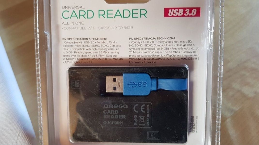 Czytnik kart pamięci micoSD, SDHC, SDXC, CF Compact Flash USB 3.0