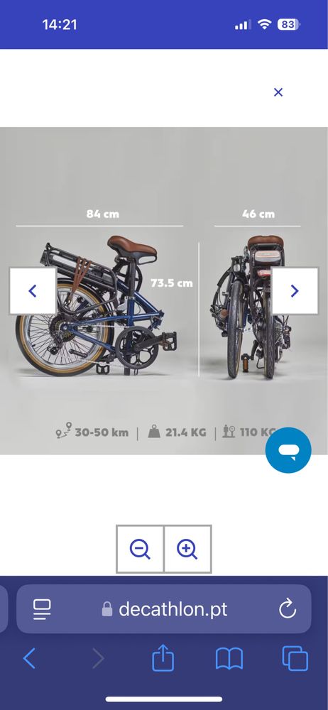 Bicicleta dobrável elétrica E FOLD 500 Azul