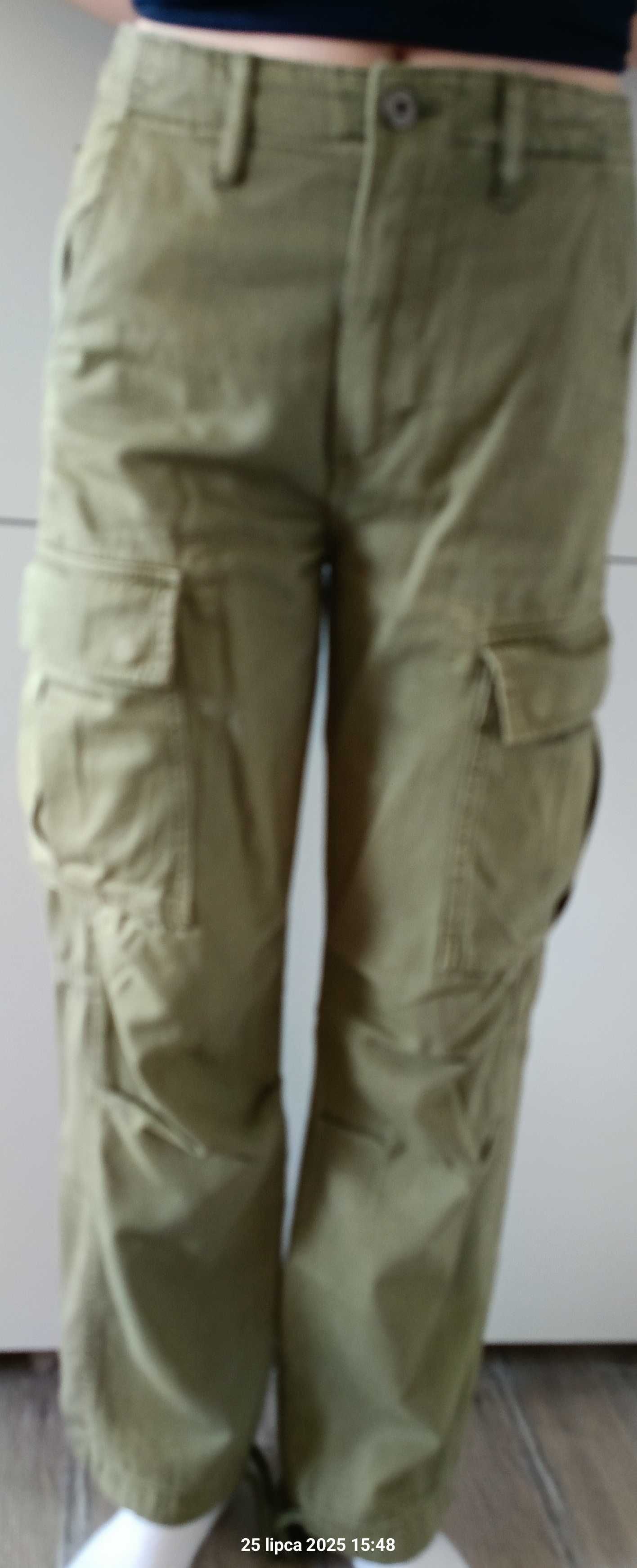 Zara spodnie wysoki stan i boczne kieszenie nowe oliwkowe r. 32