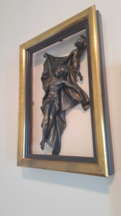 Quadro Cristo relevo dorado