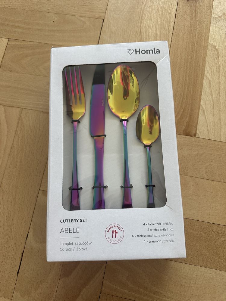 Sztućce Homla Abele komplet sztućców 16 sztuk fioletowe kolorowe