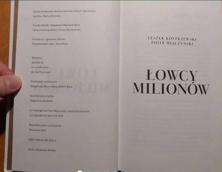 Książka Łowcy Milionów - Leszek Kostrzewski, Piotr Miączyński