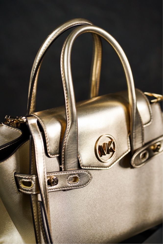 ОРИГІНАЛ! Сумка Michael Kors Carmen Medium Metallic Belted Satchel