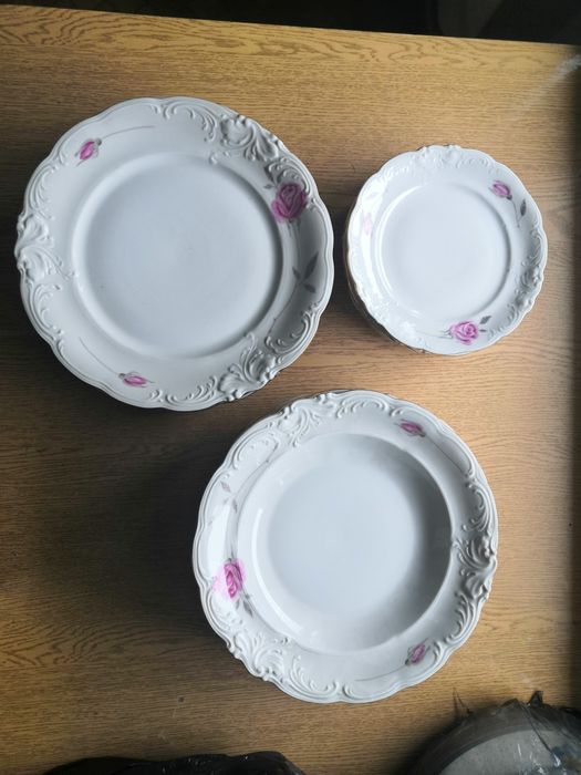 Wałbrzych talerze porcelana zastawa serwis obiadowy prl
