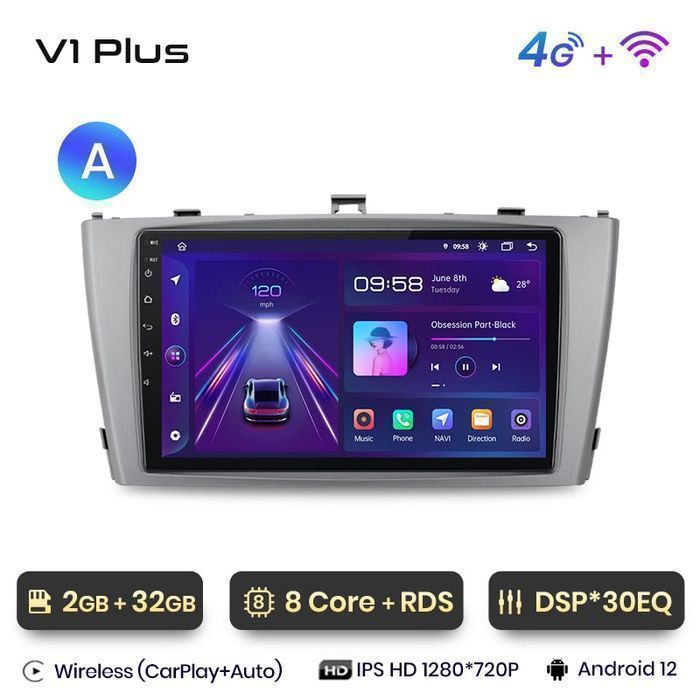 Radio nawigacja Toyota Avensis T27 2008 - 2015 Carplay Android Plus