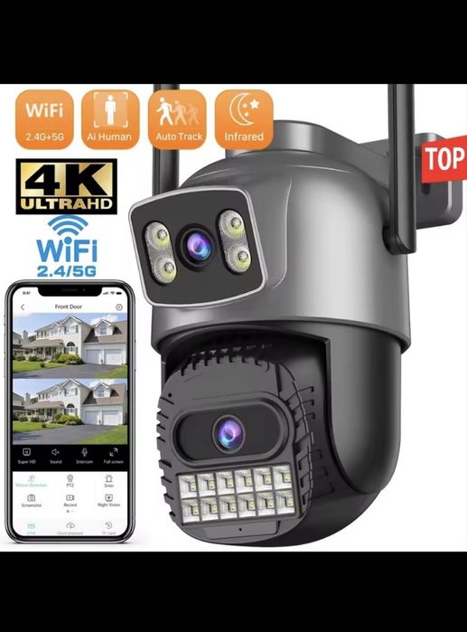 Вулична wifi камера 10mp поворотна подвійна камера A22YQ датчик руху