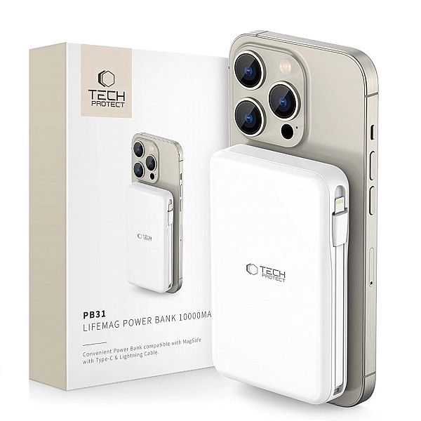 Tech-Protect Pb31 Lifemag Magsafe Power Bank 10000Mah White