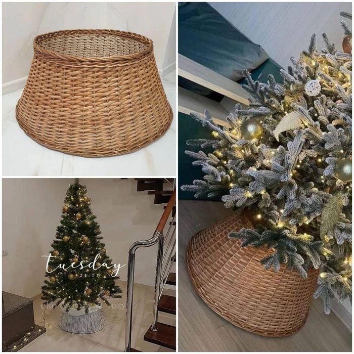 Плетений кошик під ялинку натуральний світло-коричневий 65 70 75 80 см