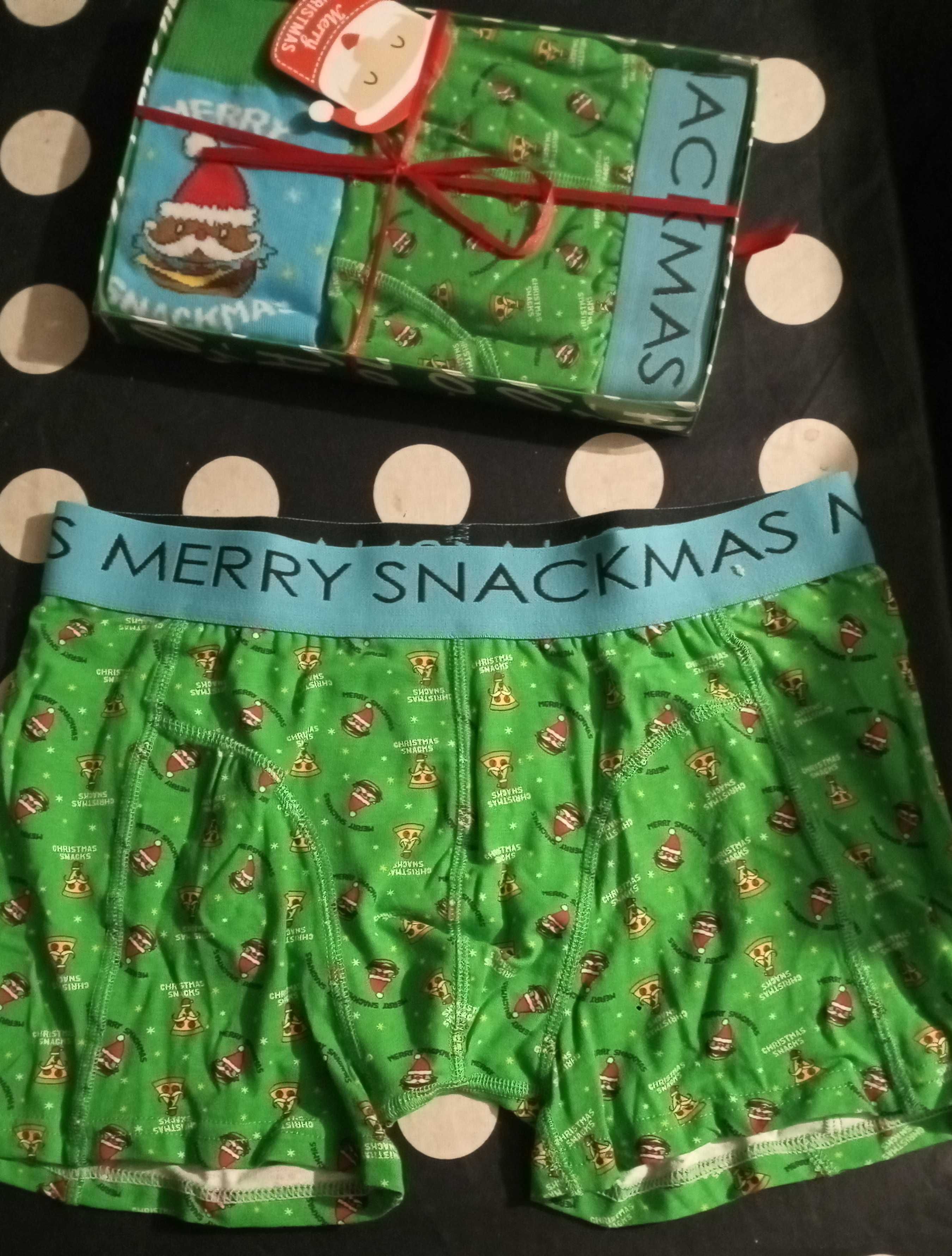 Conjunto boxer e meias de natal