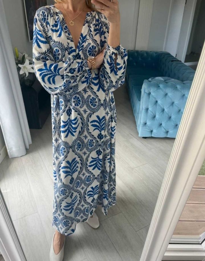 H&M długa maxi Boho orientalna sukienka wzory XXL