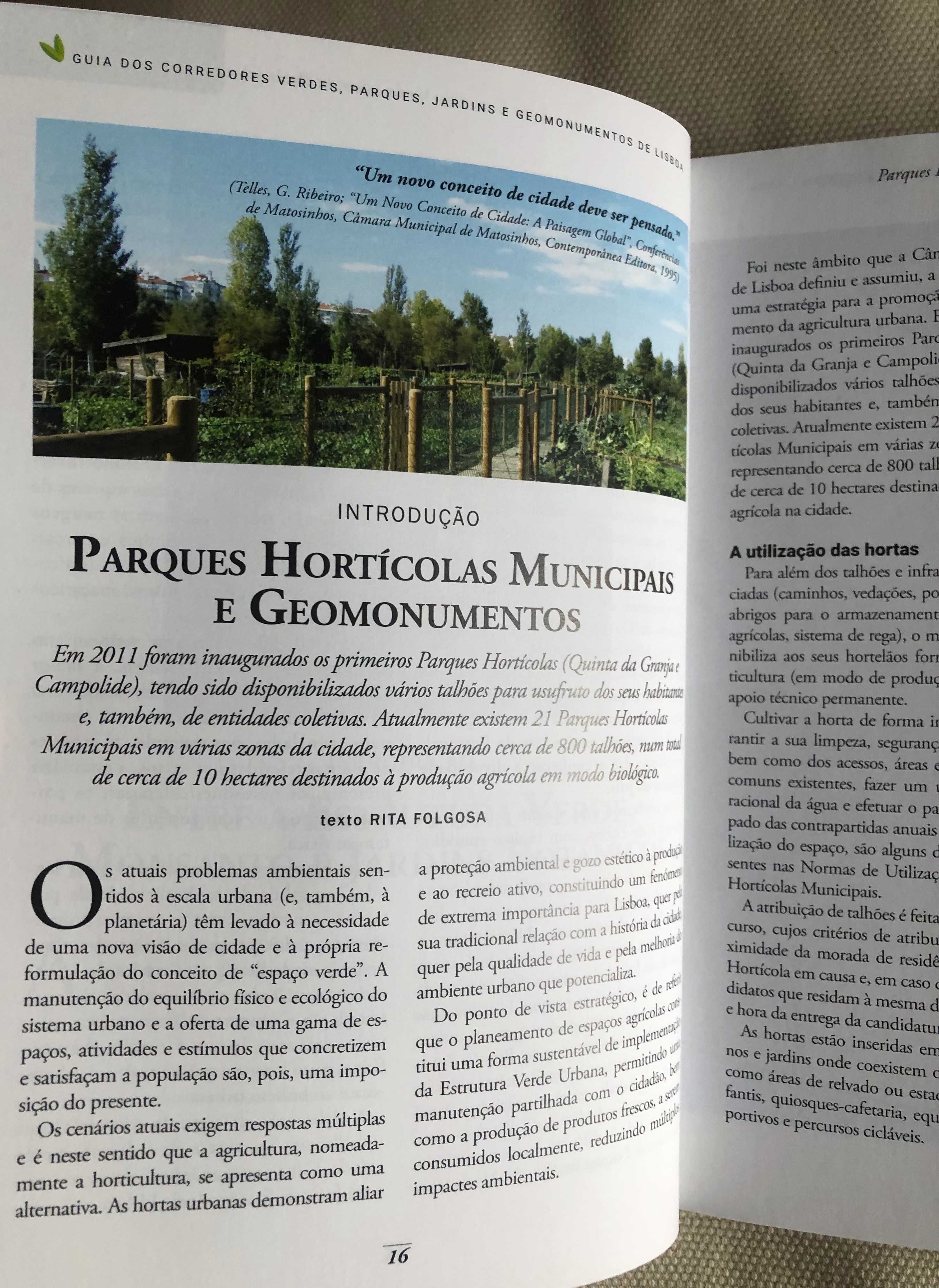 Guia dos Corredores Verdes, Parques, Jardins e Geomonumentos de Lisboa