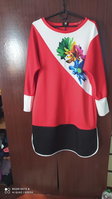 Платье туника миди весна/осень большого размера, 52-54